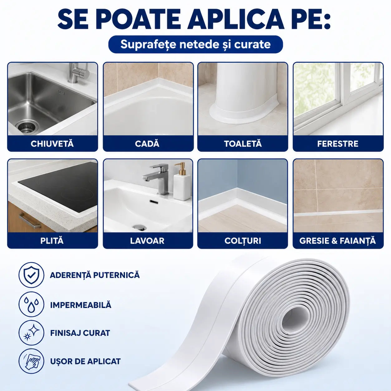 Bandă Impermeabilă de Etanșare Anti-Mucegai